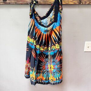 Rare Vintage Jean Paul Gaultier Soleil Floral Sunburst Sleeveless Dress S